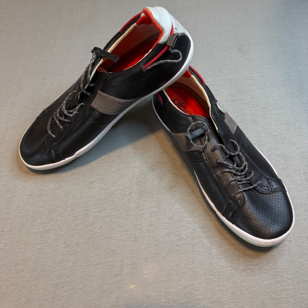 Plae Mulberry Black RED full Grain Leather Sneakers Mens 7 Womens‎ 8.5 39 EU